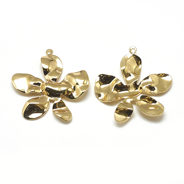 

PandaHall Brass Wavy Pendants, Flower, Real 18K Gold Plated, 33.5x32x1mm, Hole: 1mm Brass Flower