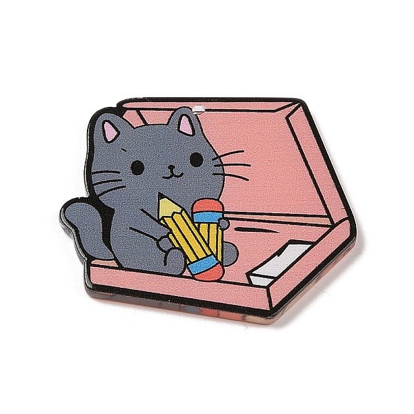 

PandaHall Cartoon Cat Acrylic Pendants, Pink, 36.5x40x2.5mm, Hole: 1.5mm Acrylic Cat Shape Pink