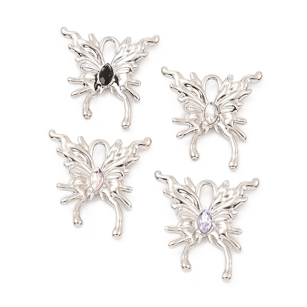 

PandaHall Alloy Pendant, with Glass, Butterfly Charm, Long-Lasting Plated, Platinum, Lead Free & Cadmium Free, Mixed Color, 26.5x25x3.5mm..., Multicolor
