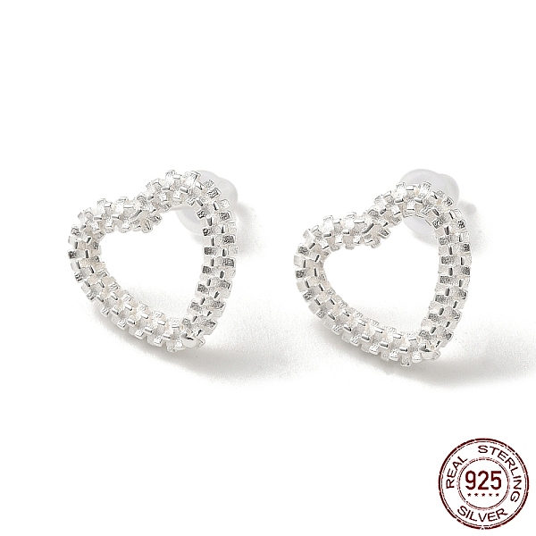 

PandaHall Heart 925 Sterling Silver Stud Earrings for Women, Silver, 11.5x13mm Sterling Silver Heart