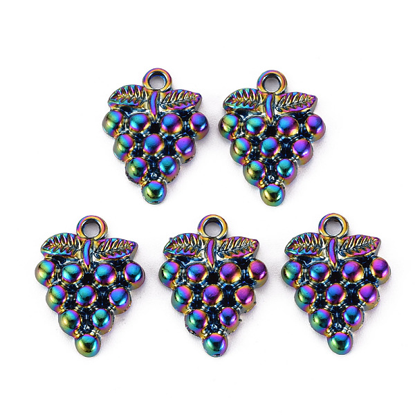 

PandaHall Alloy Pendants, Cadmium Free & Nickel Free & Lead Free, Grape, Rainbow Color, 19x14x3.5mm, Hole: 1.8mm Alloy Fruit