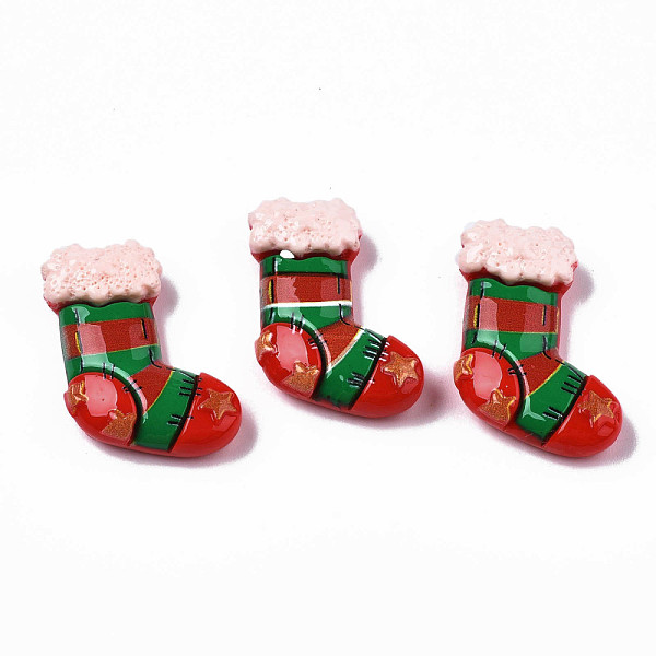 

PandaHall Opaque Resin Cabochons, Christmas Sock, Red, 30x20x7mm Resin Christmas Socking Red