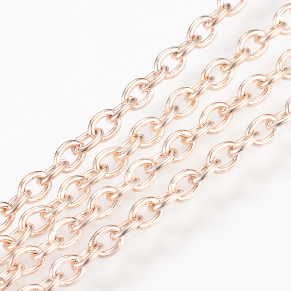 

PandaHall Iron Cable Chains, for DIY Jewelry Making, with Spool, Unwelded, Oval, Rose Gold, 3x2x0.5mm, about 328.08 Feet(100m)/roll Iron