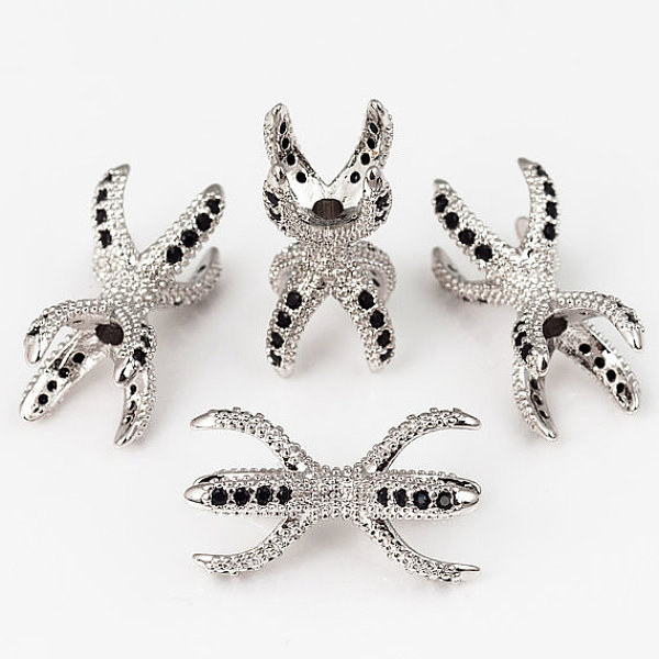 

PandaHall Brass Micro Pave Cubic Zirconia Beads, Double Claws, Lead Free & Nickel Free & Cadmium Free, Platinum, 24x12mm, Hole: 1.5mm..., Black