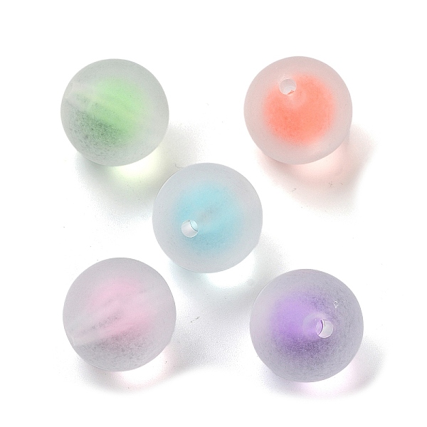 

PandaHall Transparent Acrylic Beads, Bead in Beads, Frosted, Round, Mixed Color, 15mm, Hole: 2mm, about 233pcs/500g Acrylic Round Multicolor