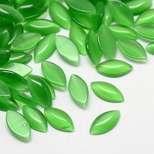 

PandaHall Cat Eye Cabochons, Horse Eye, Medium Sea Green, 15x7x2.5mm Glass Horse Eye Green