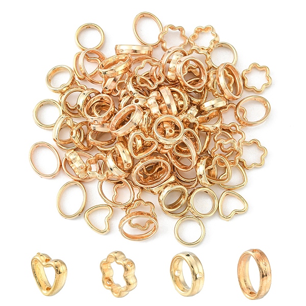 

PandaHall 100Pcs 4 Style CCB Plastic Bead Frames, Heart & Flower & Oval & Ring, Light Gold, 11~15x11.5~12x3.5~4mm, Hole: 1.5~1.6mm...