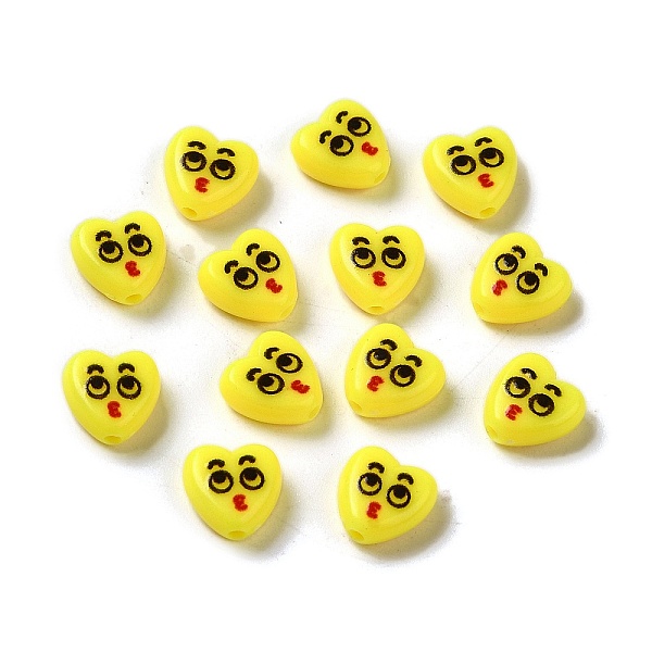 

PandaHall Opaque Acrylic Beads, Heart with Expression, Yellow, 8.5x8.5x4mm, Hole: 1.4mm Acrylic Heart Yellow
