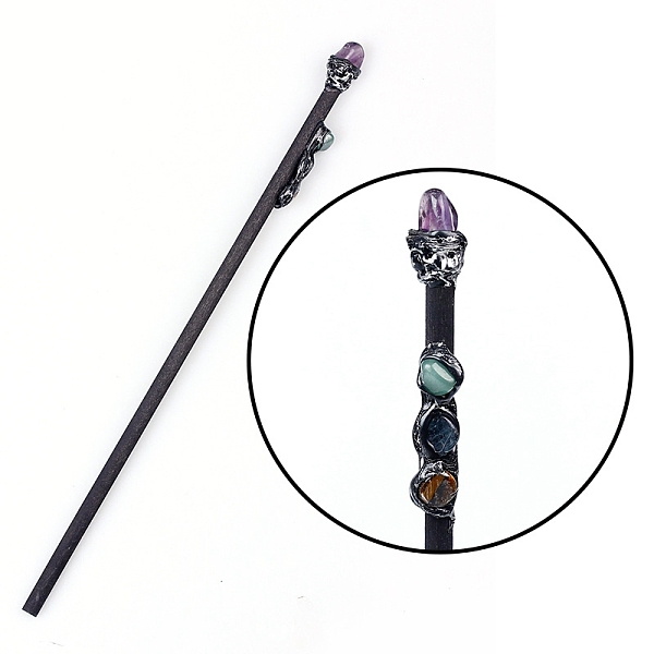 

PandaHall Natural Amethyst Magic Wand, Cosplay Magic Wand, with Wood Wand, for Witches and Wizards, 320mm Amethyst Purple