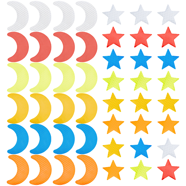 

PandaHall Gorgecraft 8 Sets 2 Style Star & Moon PET Safety Reflector Strips Adhesive Stickers, Auto Accessories, Mixed Color, 6pcs/set, 4..., Multicolor