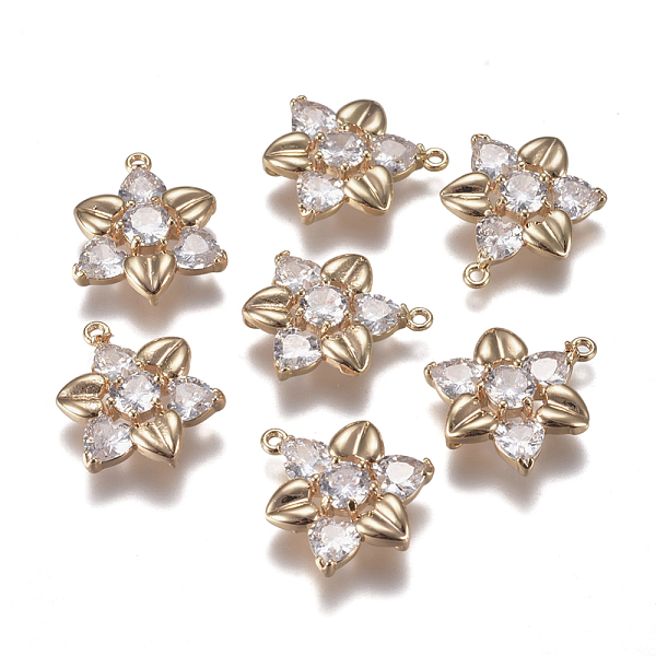 

PandaHall Brass Micro Pave Clear Cubic Zirconia Links connectors, Flower, Real 18K Gold Plated, 15.5x12x3mm, Hole: 1mm Brass+Cubic Zirconia...