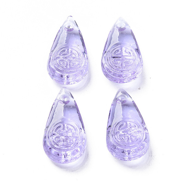 

PandaHall Transparent Handmade Bumpy Lampwork Beads, Teardrop, Lilac, 23x11.5x6mm, Hole: 1.5mm Lampwork Teardrop Purple