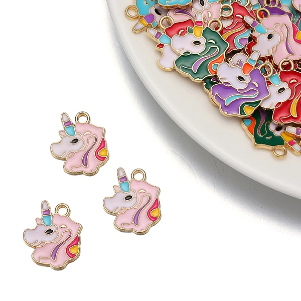 

PandaHall Alloy Enamel Pendants, Unicorn Charm, Golden, Pink, 18x16mm Alloy+Enamel Unicorn Pink