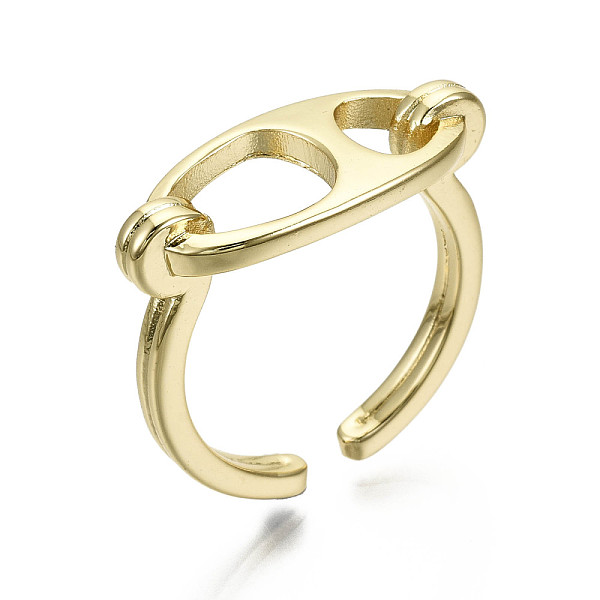 

PandaHall Brass Cuff Rings, Open Rings, Nickel Free, Oval, Real 16K Gold Plated, Inner Diameter: 18mm Brass