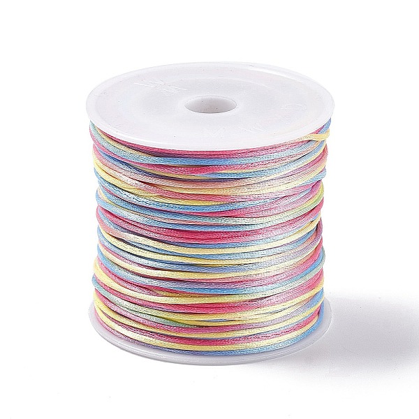 

PandaHall Segment Dyed Nylon Thread Cord, Rattail Satin Cord, for DIY Jewelry Making, Chinese Knot, Colorful, 1mm Nylon