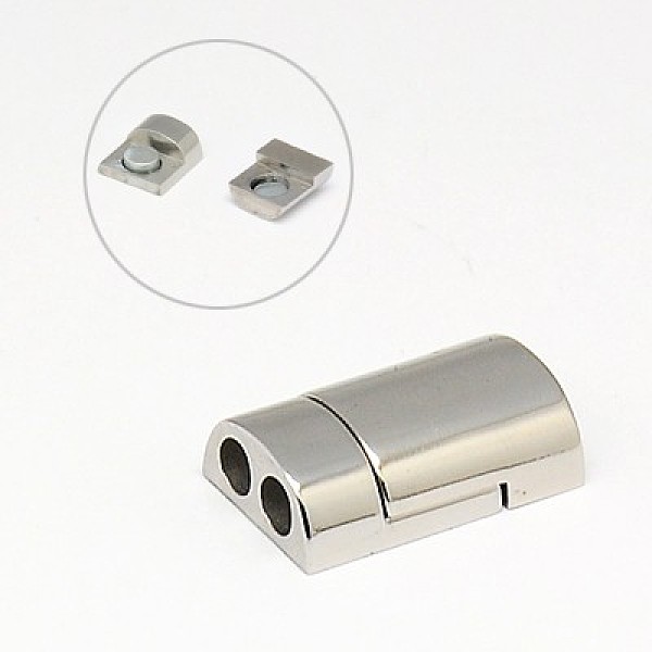 

PandaHall 304 Stainless Steel Magnetic Clasps with Glue-in Ends, 18x12x6mm, Hole: 3mm 304 Stainless Steel Others