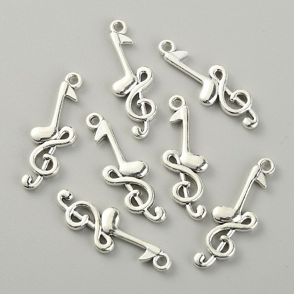

PandaHall Tibetan Style Alloy Pendants, Musical Note, Antique Silver, 32x11x2.5mm, Hole: 2mm Alloy Musical Note