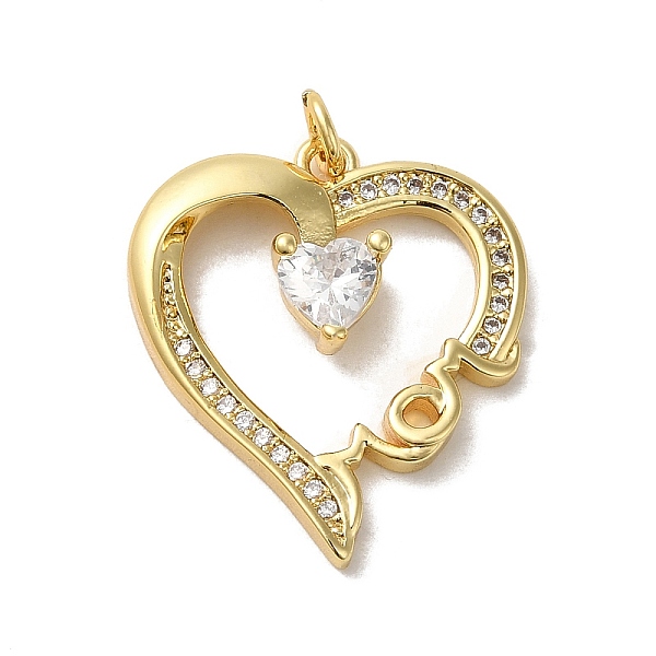 

PandaHall Heart Rack Plating Brass Micro Pave Clear Cubic Zirconia Pendants, Long-Lasting Plated, Lead Free & Cadmium Free, Real 18K Gold...