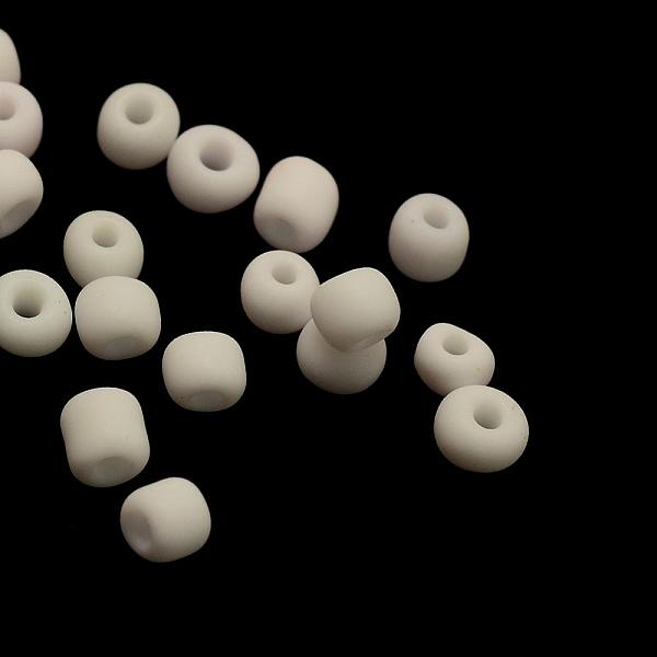 PandaHall Frosted Opaque Glass Seed Beads, Round, White, 2x1~2mm, Hole: 0.5mm, about 30000pcs/bag, 440~450g/bag Glass White