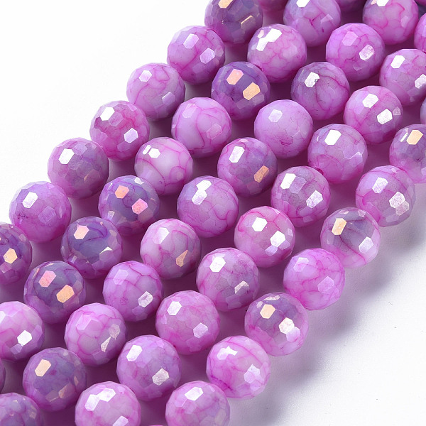 

PandaHall Opaque Baking Painted Glass Beads Strands, Faceted, Round, Orchid, 10x9.5mm, Hole: 1.2mm, about 45pcs/strand, 14.96''(38cm) Glass..., Purple