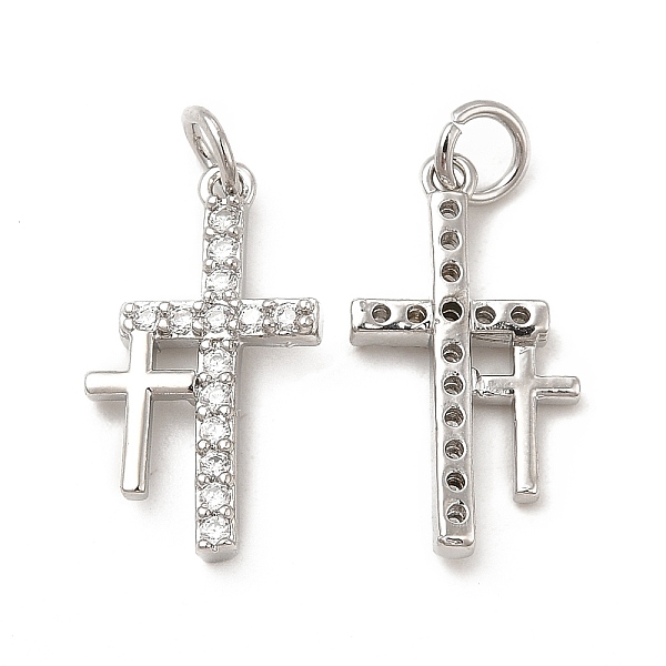 

PandaHall Brass Micro Pave Cubic Zirconia Pendants, with Jump Ring, Religion Cross Charm, Platinum, 20.5x11.5x3mm, Hole: 3.3mm Brass+Cubic..., Clear