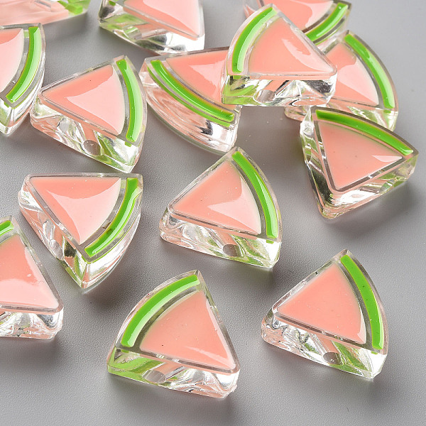 

PandaHall Transparent Enamel Acrylic Beads, Watermelon, Pink, 23.5x25.5x9mm, Hole: 3.5mm Acrylic Fruit Pink