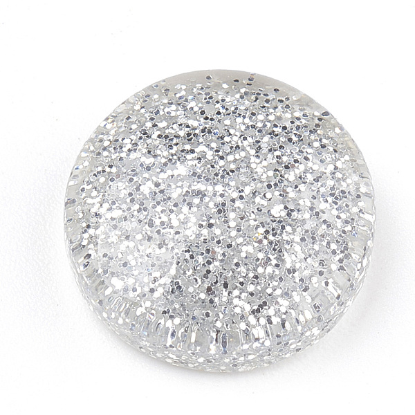 

PandaHall Resin Cabochons, with Glitter Powder, Flat Round, Silver, 13.5~14x4~6mm Resin Flat Round Silver