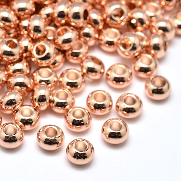 

PandaHall Brass Flat Round Spacer Beads, Rose Gold, 6x4mm, Hole: 2mm Brass Flat Round