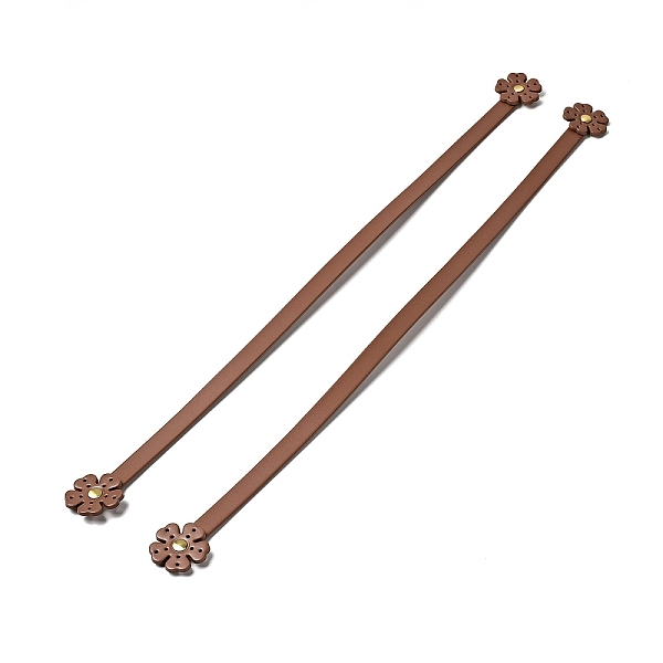 

PandaHall Flower End Cowhide Leather Sew On Bag Handles, with Brass Findings, Bag Strap Replacement Accessories, Saddle Brown...