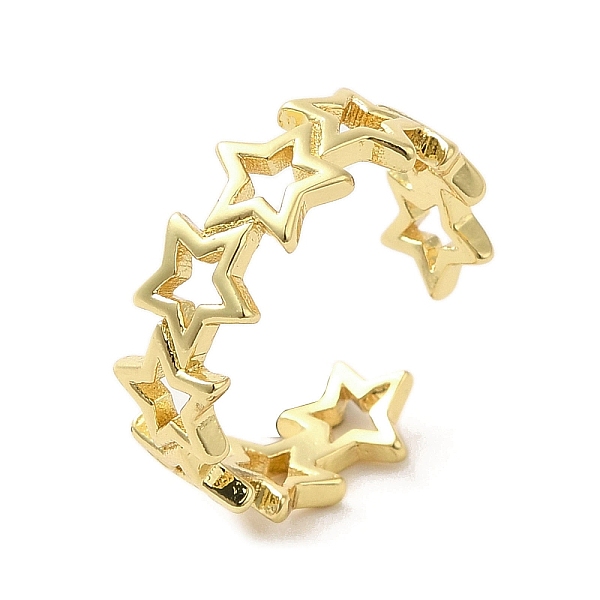 

PandaHall Rack Plating Brass Finger Ring, Cuff Ring, Long-Lasting Plated, Cadmium Free & Lead Free, Star, Real 18K Gold Plated, US Size 6...