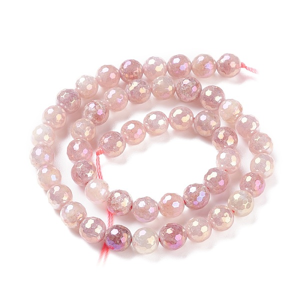 Round Natural Electroplated Strawberry Quartz Beads