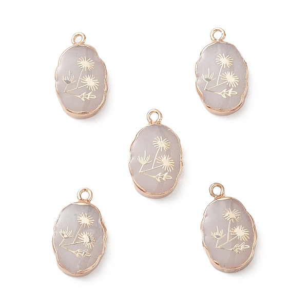 

PandaHall Natural Quartz Crystal Pendants, Rock Crystal Pendants, Oval Charms with Golden Brass Edge, 22x13x3~5.5mm, Hole: 1.8mm Quartz..., Orange