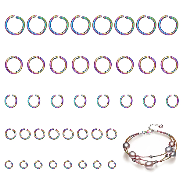 

PandaHall CHGCRAFT 250Pcs 5Sizes Open Jumps Rings Rainbow Color Connector Rings Stainless Steel Jump Ring Jewelry Connectors for DIY Jewelry...