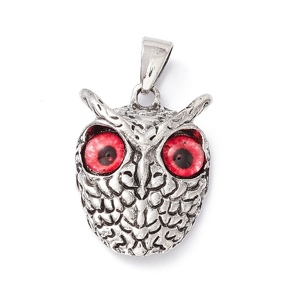 

PandaHall Retro Punk Alloy Pendants, with Glass, Owl with Evil Eye, Red, 26x18.5x6mm, Hole: 7.5x4mm Alloy+Glass Owl Red