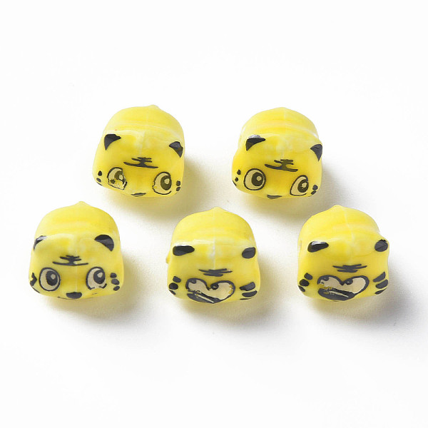 

PandaHall Handmade Porcelain Beads, Famille Rose Style, Tiger, Yellow, about 12x10.5x11mm, Hole: 1.8mm Porcelain Tiger Yellow
