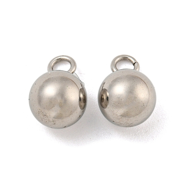 

PandaHall 201 Stainless Steel Charms, Round Charm, Stainless Steel Color, 9x6x6mm, Hole: 1.8mm 201 Stainless Steel Round