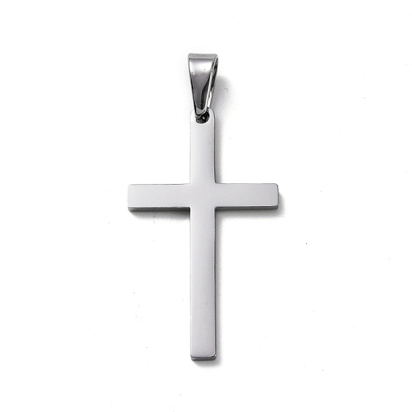 

PandaHall 304 Stainless Steel Pendants, Cross, Stainless Steel Color, 39~42x22~23x1.5mm, Hole: 10x4.5mm 304 Stainless Steel Cross