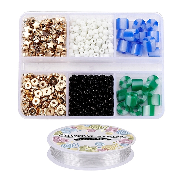

PandaHall DIY Column Beads Bracelet Making Kit, Including Glass & Glass Seed Beads, Star & Flat Round CCB Plastic Spacer Beads, Elastic..., Multicolor
