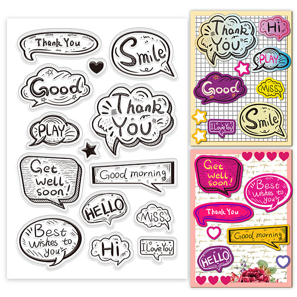 

PandaHall PH Doodle Text Clear Stamps, PVC Plastic Transparent Stamps Craft Stamps Greeting Card Stamps Seal Stamps for DIY Scrapbooking...