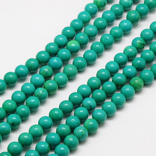 

PandaHall Round Natural Magnesite Beads Strands, Dyed, Turquoise, 6mm, Hole: 1mm, about 66pcs/strand, 15.7 inch Magnesite Round Green
