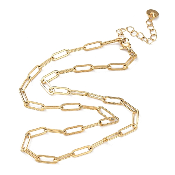 

PandaHall Ion Plating(IP) 304 Stainless Steel Paperclip Chain Necklace, Real 18K Gold Plated, 16.34 inch(41.5cm) 304 Stainless Steel