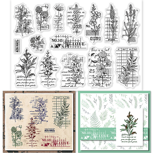 

PandaHall GLOBLELAND Vintage Flower Text Clear Stamps for Crafts Spring Natural Plants Theme with Geometric Elements Silicone Transparent...
