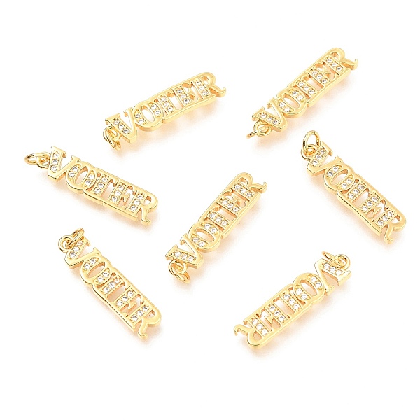 

PandaHall Brass Micro Pave Clear Cubic Zirconia Pendants, Long-Lasting Plated, with Jump Ring, Word Voier, Real 18K Gold Plated, 22x5x1.5mm...
