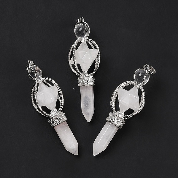 

PandaHall Natural Quartz Crystal Big Pendants, Rock Crystal, Eco-Friendly Brass Finding, Platinum, Cadmium Free & Lead Free, Sceptre...