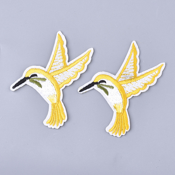 

PandaHall Computerized Embroidery Cloth Iron On Patches, Costume Accessories, Appliques, Bird, Yellow, 77.5x69x1.5mm Cloth Bird Yellow