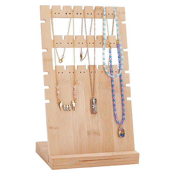 

PandaHall 3-Tier Wooden Slant Back Jewelry Display Stands, for Earrings Necklaces Organizer Holder, Rectangle, Light Yellow, Finished...