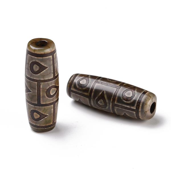 

PandaHall Tibetan Style dZi Beads, Natural Agate Beads, Dyed & Heated, Oval, 9-Eye, 28.5~32x10~12.5mm, Hole: 1.5~3mm Tibetan Agate Oval