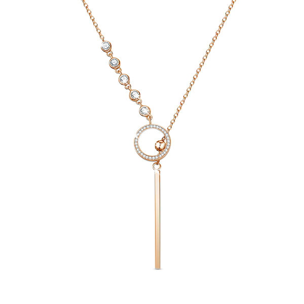 

PandaHall SHEGRACE 925 Sterling Silver Pendant Necklaces, with Grade AAA Cubic Zirconia and Cable Chains, Rose Gold, 27.95 inch(71cm)..., Clear