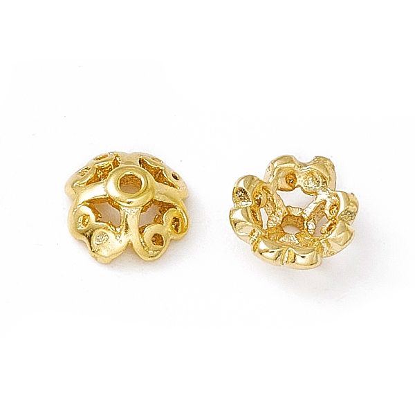 

PandaHall 4-Petal Brass Beads Caps, Cadmium Free & Lead Free, Flower, Real 24K Gold Plated, 5.5x2.5mm, Hole: 0.9mm Brass