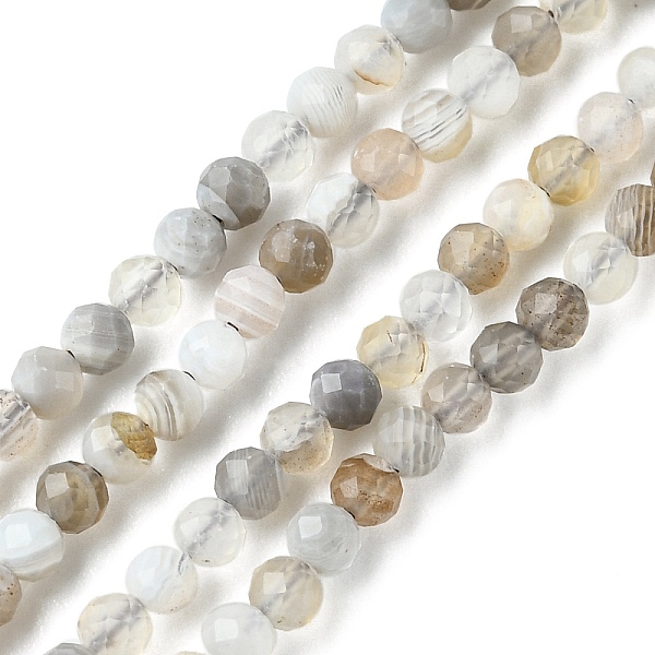 

PandaHall Natural Botswana Agate Beads Strands, Faceted, Round, 2mm, Hole: 0.5mm, about 197pcs/strand, 15.75 inch(40cm) Botswana Agate Round
